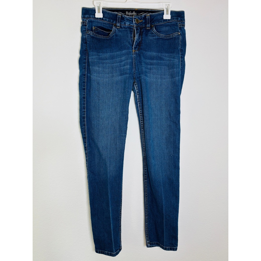 Rafaella Weekend Slimming Straight Leg Jeans Medium Wash Blue Denim Womens 10